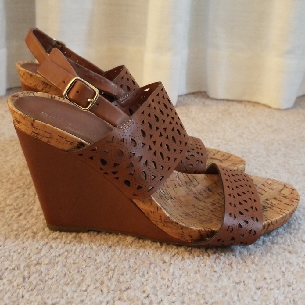 BCBG Leather and Cork Wedges